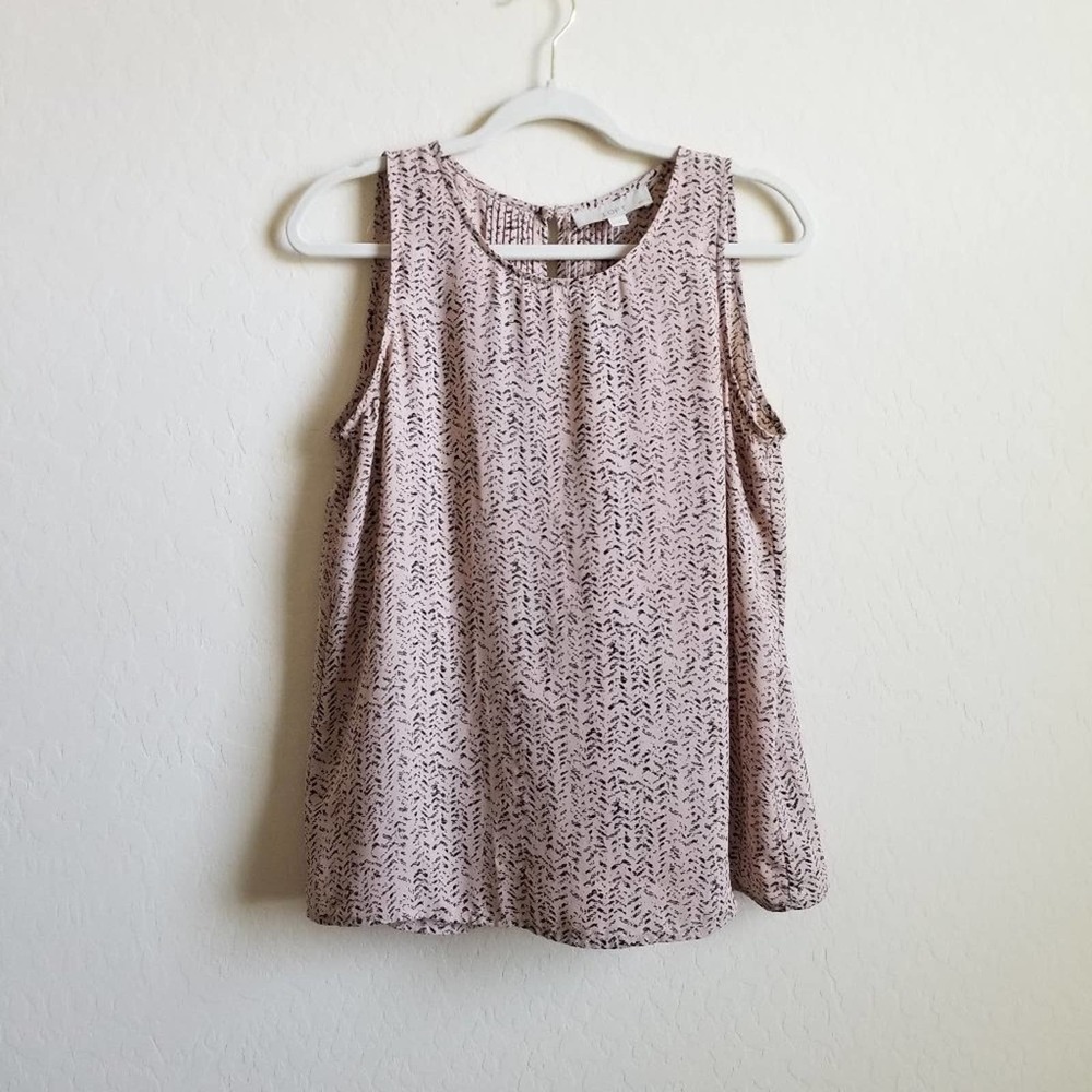 LOFT Sleeveless swing Blouse peach & Black LP